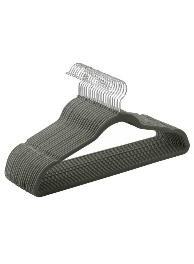 Set of 20 Velvet Hangers, 42 cm Wide, Space-Saving, High Load Capacity, with 360° Swivel Hooks, for Coats Shirts Suits, Grey - Image 1