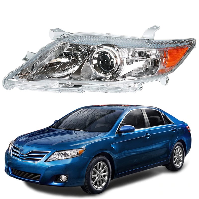 munirater 8115006520 Left Front Chrome Projector Headlight Light Lamp Driver Side Replacement for 2010 2011 Camry 4Door Sedan