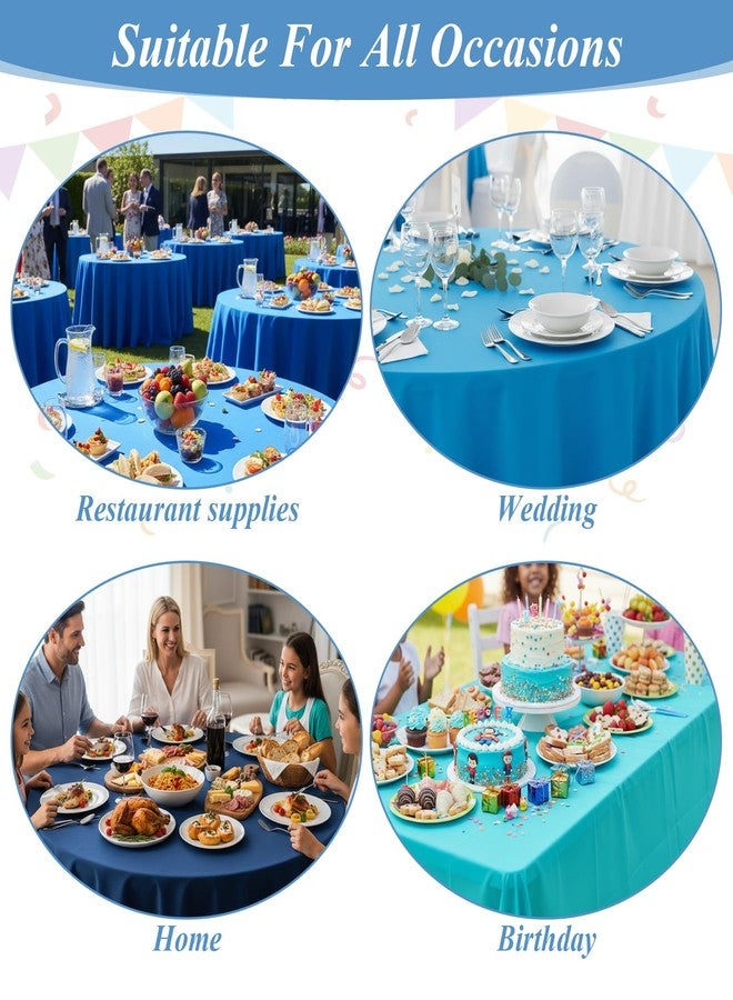 PercyEffie 12 Pack Blue Round Tablecloth, 84 Inch Plastic Tablecloths Disposable Plastic Cloths for Under the Sea Beach Surf Ocean Pool Party Birthday Party Decoration, Event, Photography - Image 4