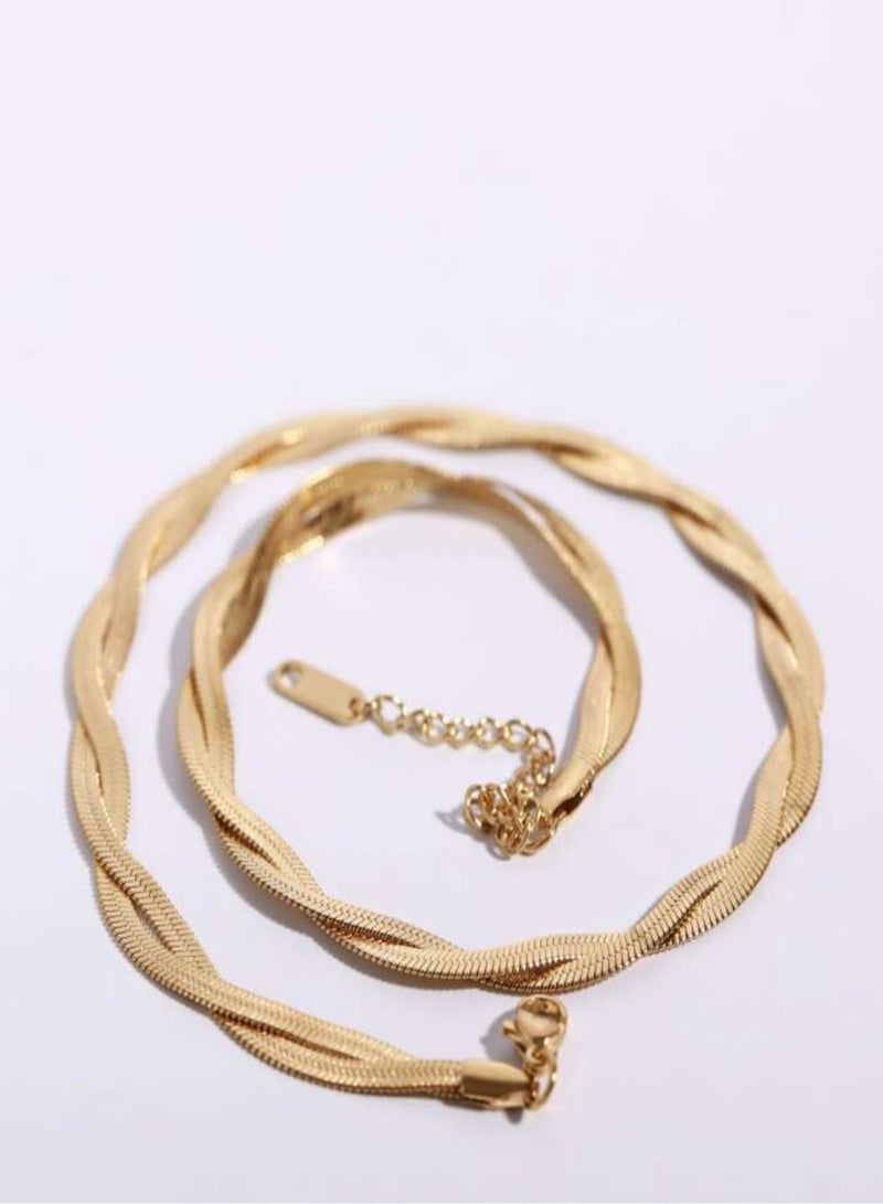 Equal Elegant  Stainless Steel Gold Plated Choker Necklace - Image 3