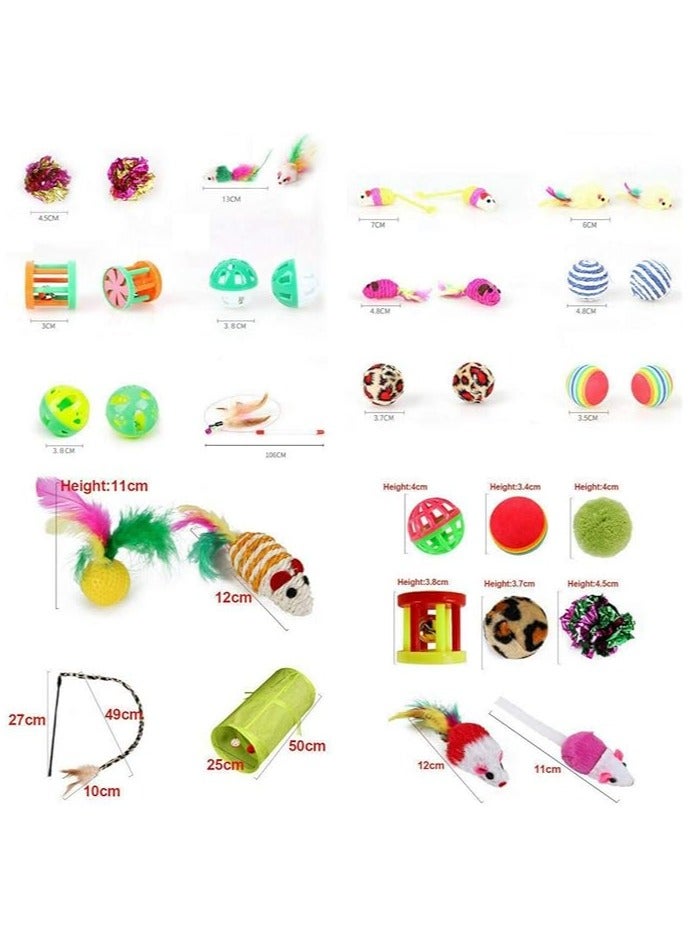 general 21pcs Kitten Toys Assorted,Funny Kitten Pet Playing Collapsible Tunnel Stick Mouse Feather Balls Cat Toys Set Entertainment Bulk Toy - Image 3