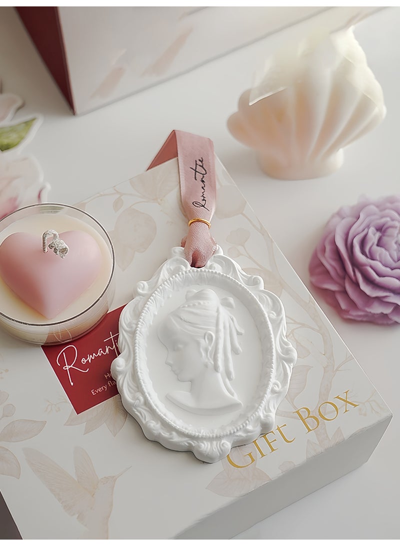 مجموعة هدايا شموع معطرة مصنوعة يدويًا، شموع عطرية برائحة الزهور وديكورات جبسية بأشكال الفاوانيا والقلب والأصداف، مثالية لأعياد الميلاد وهدايا تذكارية ومعطرات جو المنزل - Image 5