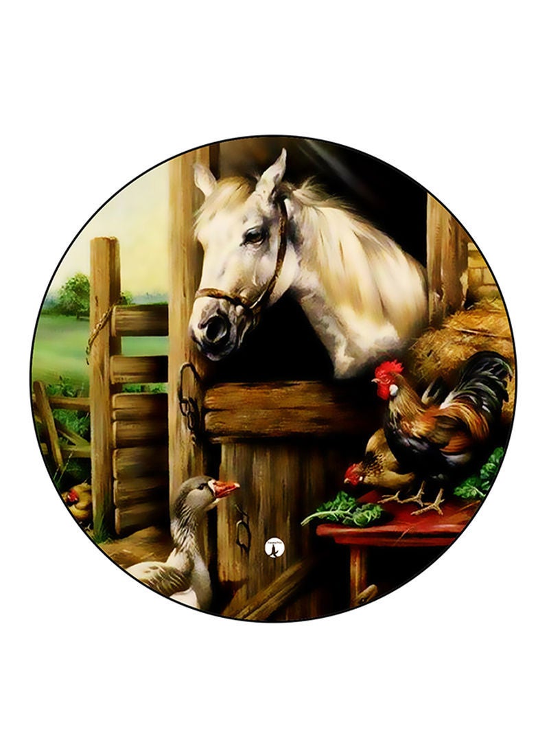 Vintage Art Printed Mouse Pad  Round  Multicolour