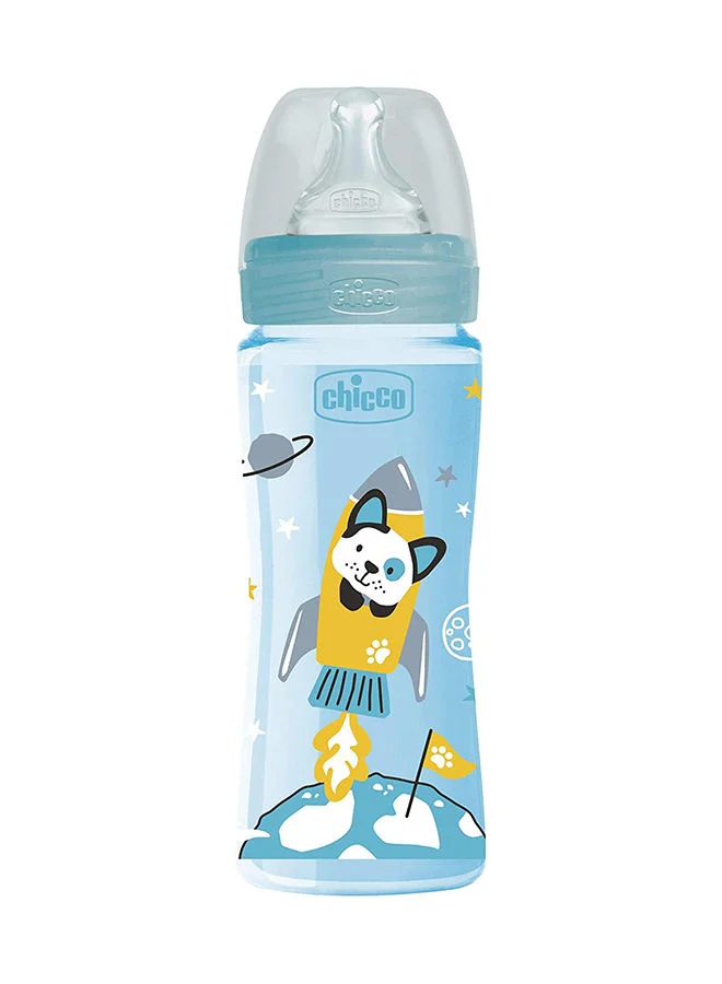 شيكو زجاجة بلاستيكية للرفاهية  مل تدفق سريع  أشهر سيليكون للأولاد أزرق