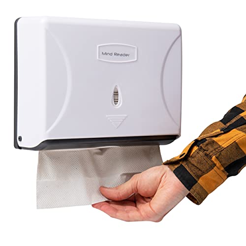 Mind Reader Paper Towel Dispenser, Tri-Fold Towel Holder, Restroom, Wall Mount, Bathroom, White - Image 1