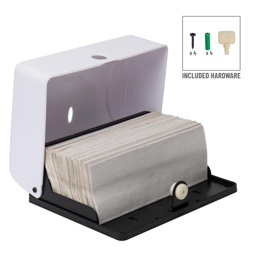 Mind Reader Paper Towel Dispenser, Tri-Fold Towel Holder, Restroom, Wall Mount, Bathroom, White - Image 4