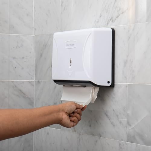 Mind Reader Paper Towel Dispenser, Tri-Fold Towel Holder, Restroom, Wall Mount, Bathroom, White - Image 2