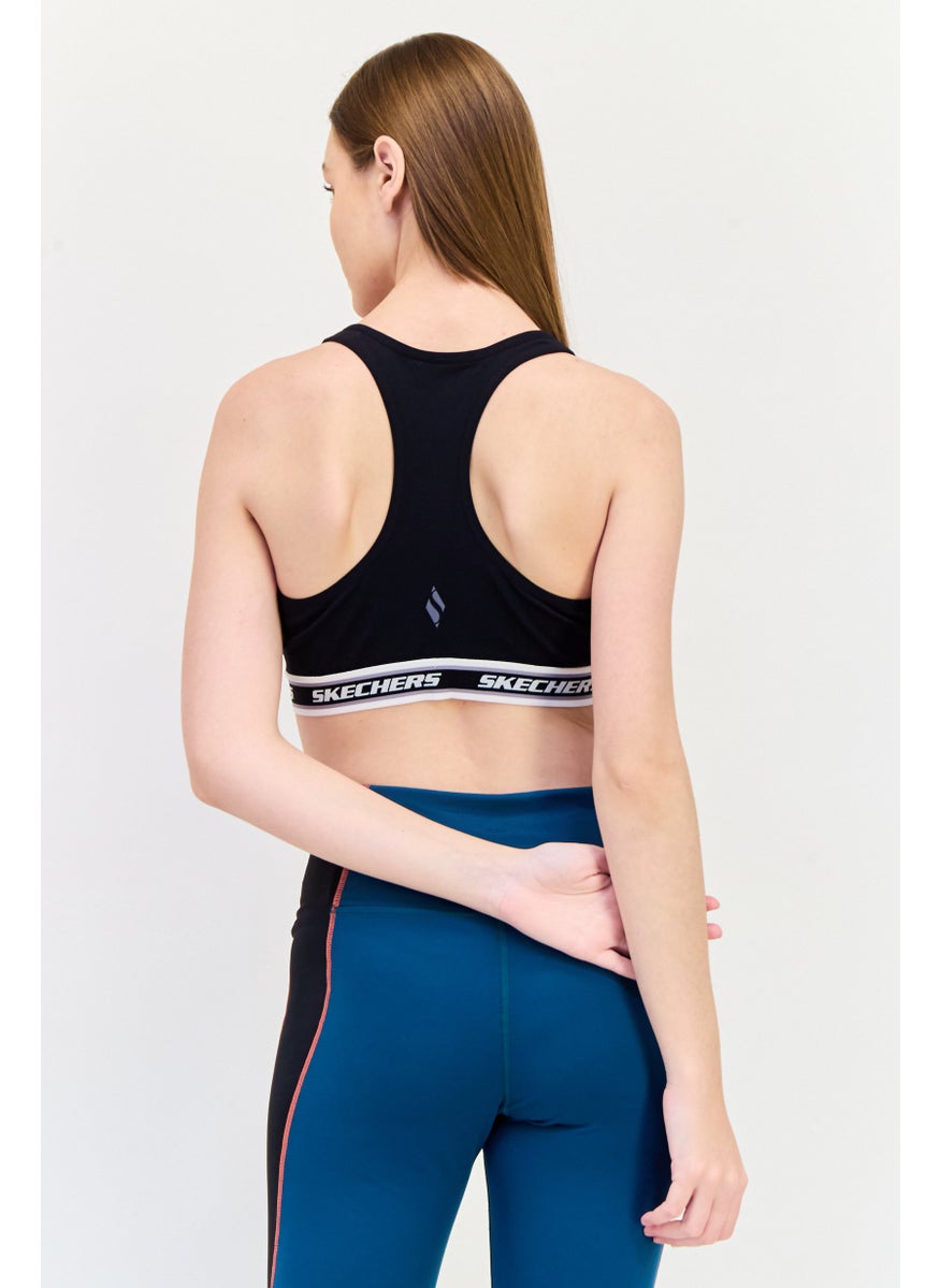 SKECHERS Women Brand Logo Padded Sports Bra, Black  - Image 4