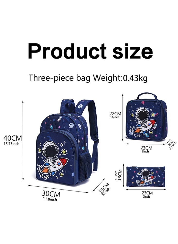 JCB CHIC مجموعة من 3 قطع حقائب ظهر للأطفال، حقيبة كتب للأطفال مع حقيبة ظهر وصندوق غداء ومجموعة أقلام رصاص. حقيبة مدرسية ثلاثية الأبعاد للأطفال والمراهقين في المرحلة الابتدائية - Image 2