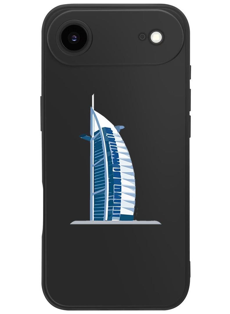 Theodor Protective Slim Fit Case Liquid Silicone Cover with Full Body Protection Anti-Scratch Shockproof Case For Apple iPhone 17 Air (Black) Burj Al arab - Image 1