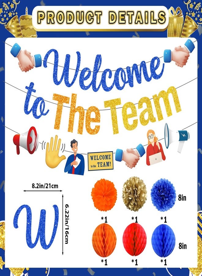 MZ.ogm Welcome To The Team Banner, Welcome Banner Garland Hanging Swirls Paper Flowers Honeycomb Balls, Welcome Decorations for Employee Office Coworker Teacher Colleague Staff - Image 2