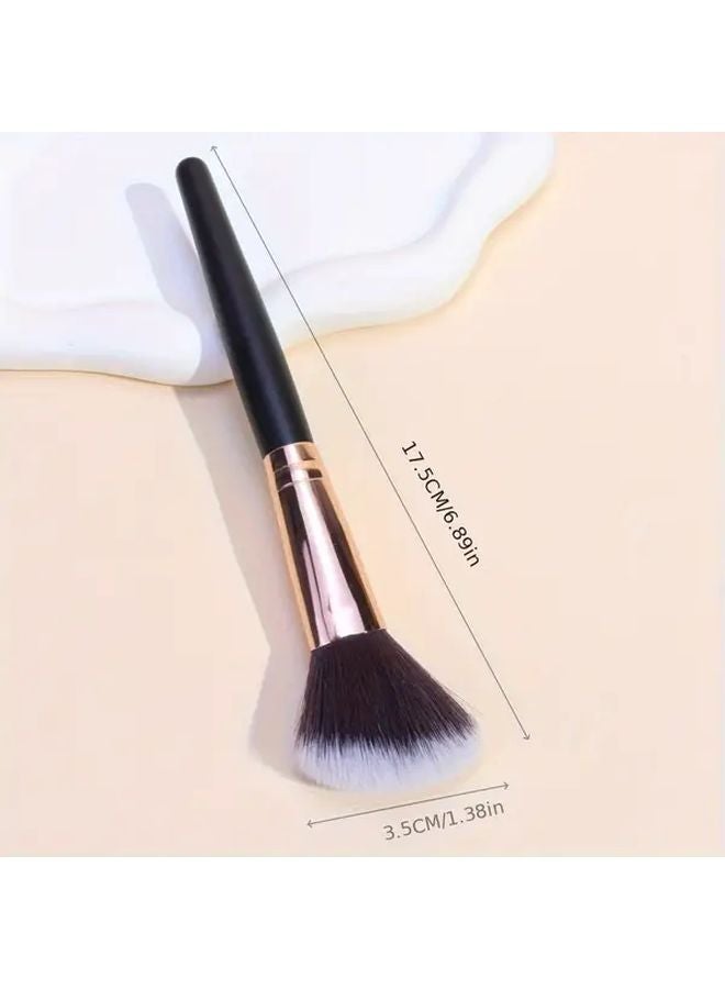 فرشاة أحمر الخدود ذات رأس مائل مقبض ذهبي أسود أداة مكياج لتحديد البودرة - Image 5