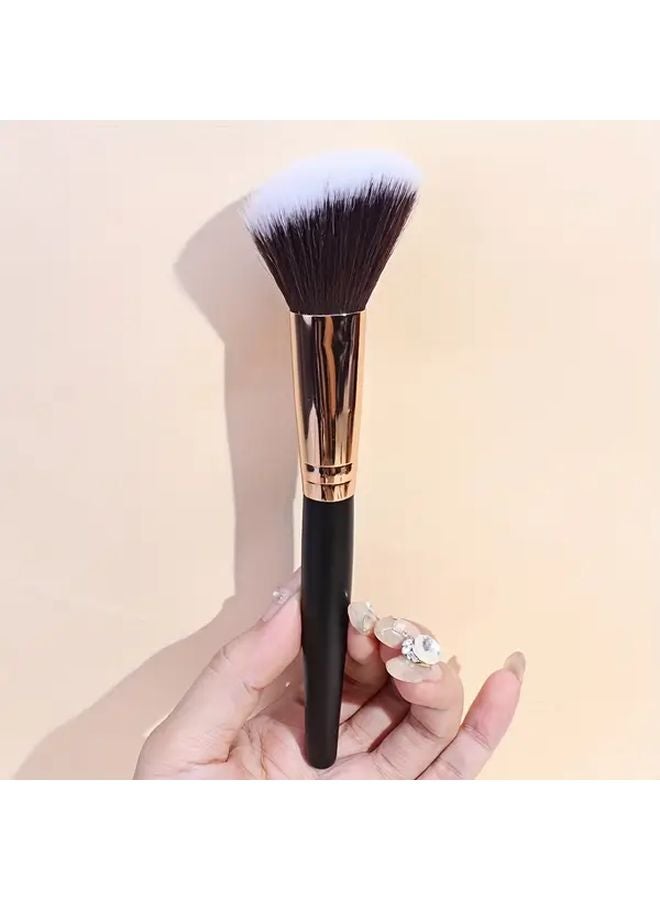 فرشاة أحمر الخدود ذات رأس مائل مقبض ذهبي أسود أداة مكياج لتحديد البودرة - Image 4