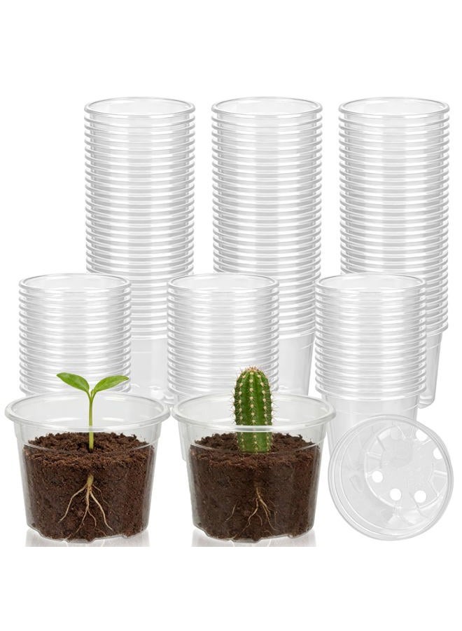 Tinsky 200 Pcs 2 Inch Clear Nursery Pots with Drainage Holes Mini Plastic Plant Pots for Seedling Seeds Germination Transplanting Seeds Starter Planting Indoor Outdoor Succulent - Image 1