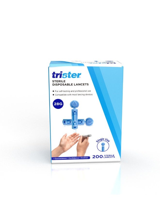 trister - Sterile Disposable Lancets 28G: 200 Count for Comfortable Blood Sampling - Image 1
