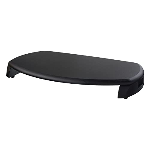 Kantek Desktop Computer Monitor Stand with Keyboard Storage, MDF Wood Top, Holds up to 80 lbs, 23" x 13.25" x 3", Black - Image 1