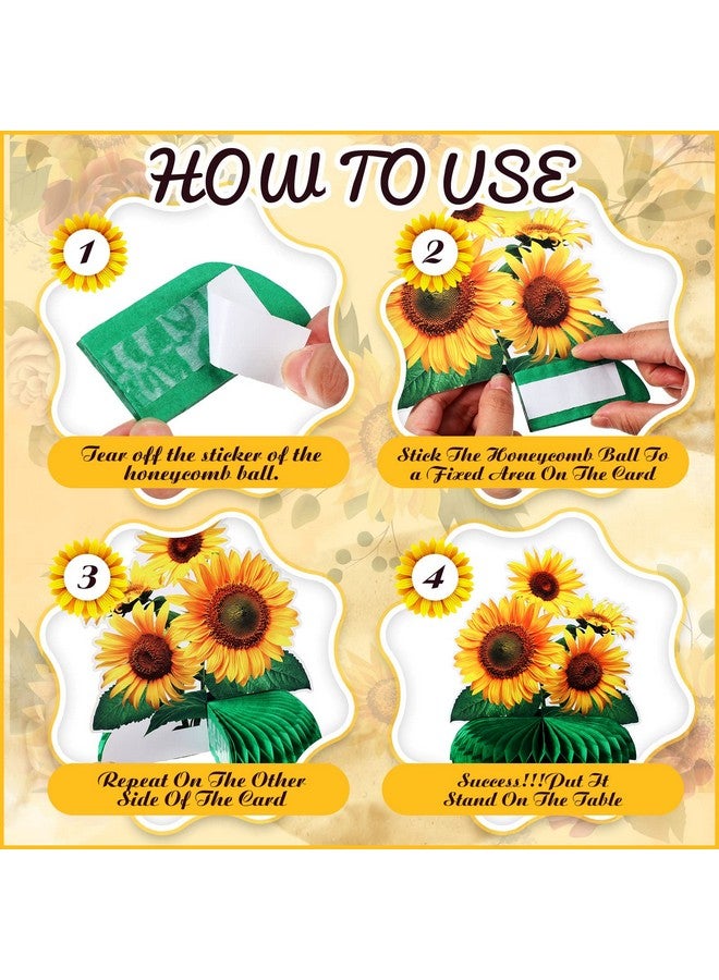 لينوزين مجموعة من 12 قطعة من قطع مركزية على شكل قرص العسل من Leinuosen لتزيين طاولة حفلات عباد الشمس وأغطية الطاولات ومستلزمات حفلات زهور الشمس لحفلات ذات طابع عباد الشمس وحفلات استقبال المولود وأعياد الميلاد وحفلات الزفاف - Image 3