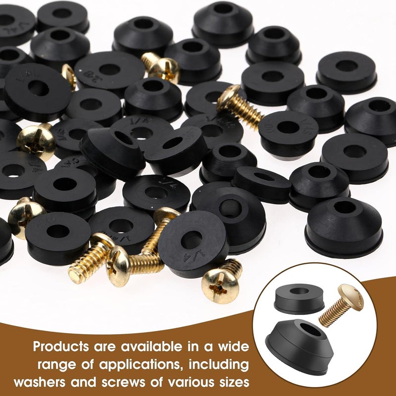 Sliverdew Rubber Washers Repair Kit - 116 Pcs Assorted Flat & Beveled Washers, Brass Bibb Screws for Outdoor Faucet Leak Repair - Image 3