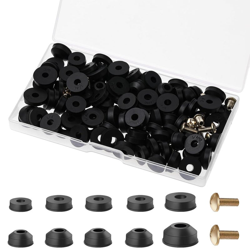 Sliverdew Rubber Washers Repair Kit - 116 Pcs Assorted Flat & Beveled Washers, Brass Bibb Screws for Outdoor Faucet Leak Repair - Image 1
