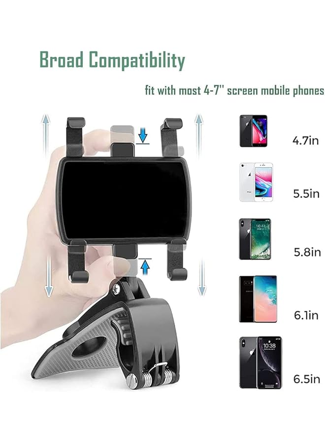 Green Tiger dashboard phone clip holder for car,360 degrees rotation cellphone mount with number stickers,suitable for 4 to 6 inch smartphones - Image 4