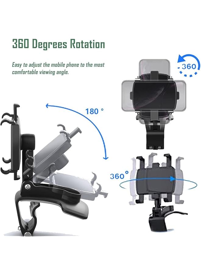 Green Tiger dashboard phone clip holder for car,360 degrees rotation cellphone mount with number stickers,suitable for 4 to 6 inch smartphones - Image 2