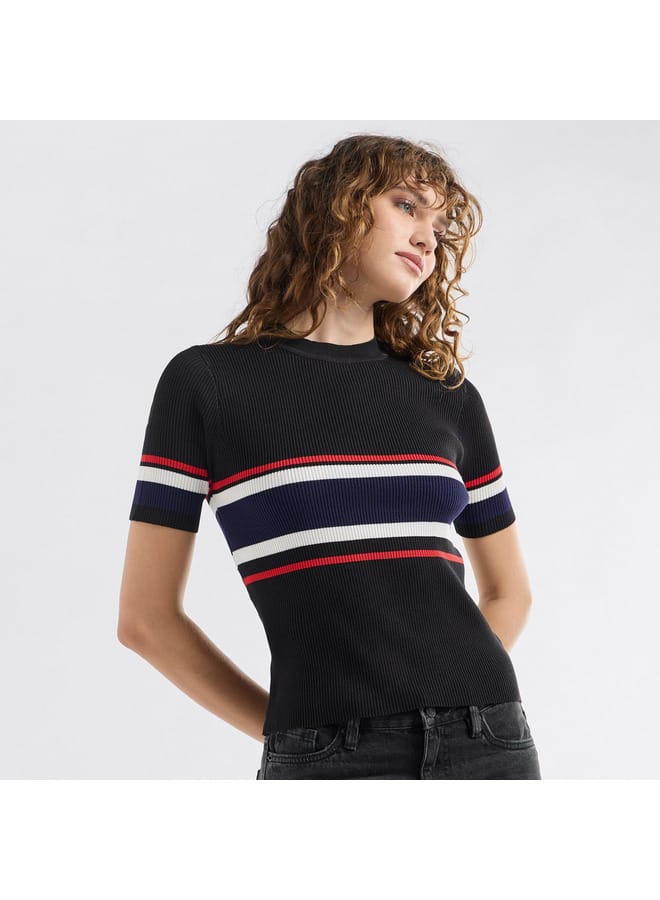 Splash FAV Colourblock Crew Neck T-shirt with Short Sleeves  - Image 1
