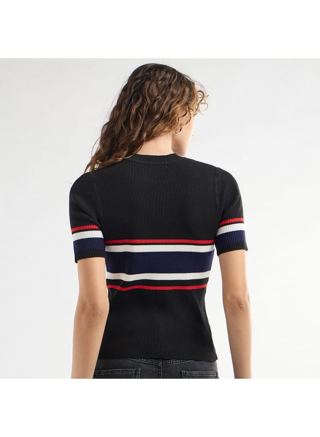 Splash FAV Colourblock Crew Neck T-shirt with Short Sleeves  - Image 3