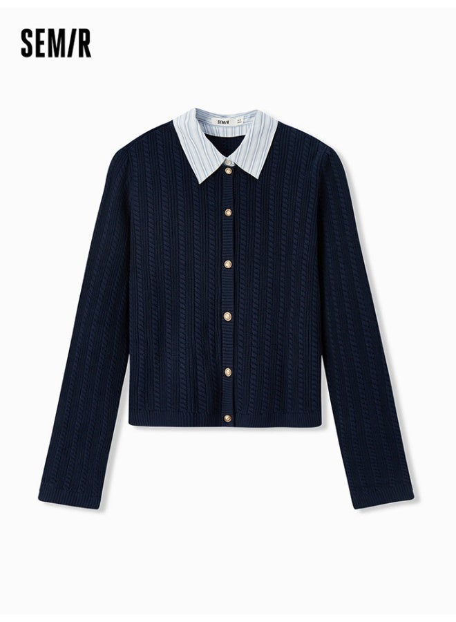 سيمير كارديغان محبوك مع قميص مخطط للنساء - Image 1