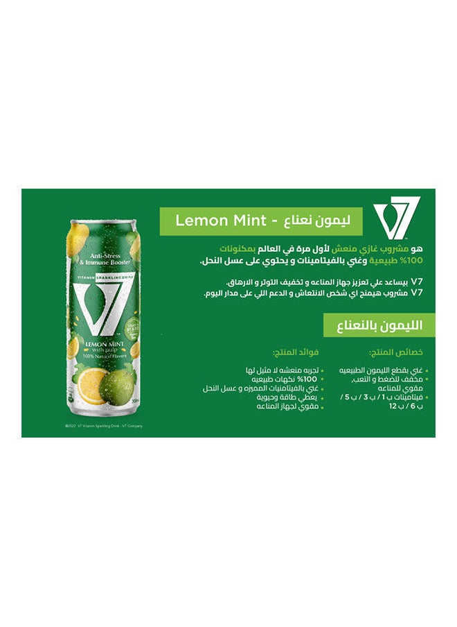 V7 - Vitamin Sparkling Drink 100% Natural Flavors - Lemon Mint - Image 1