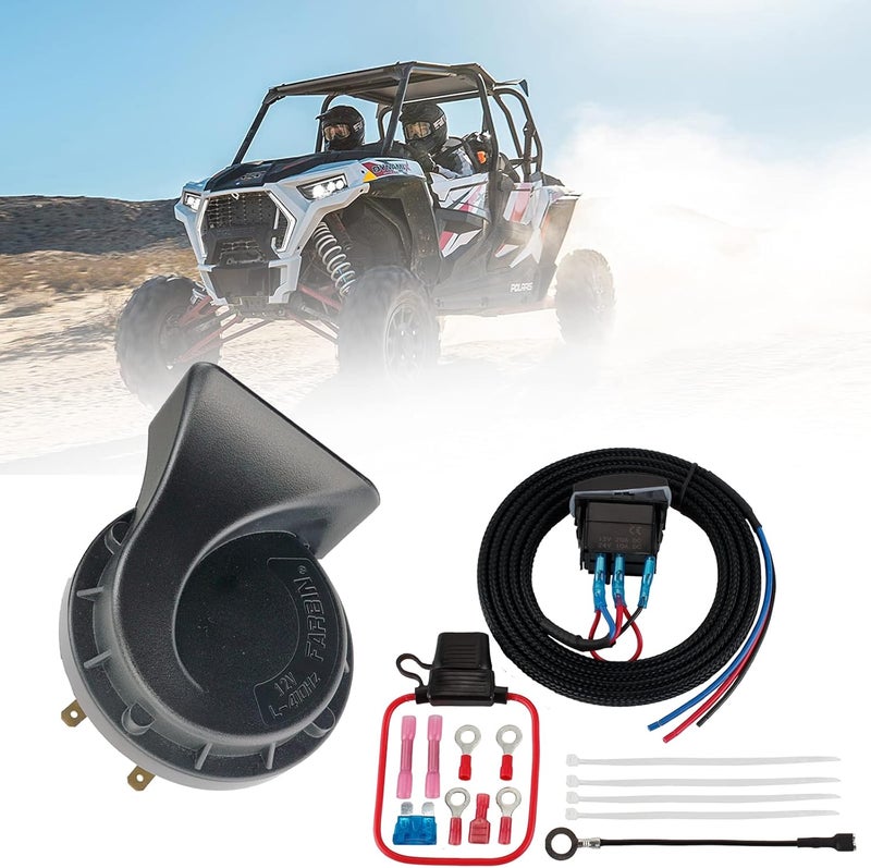 FARBIN UTV Horn Kit with Wire harness and Rocker Switch Led Light for Polaris RangerRZR Golf Cart, Can-Am Maverick Kawasaki Motorcycles Side by Side Dune Buggy Sportsman Sand Rail etc. - Image 1
