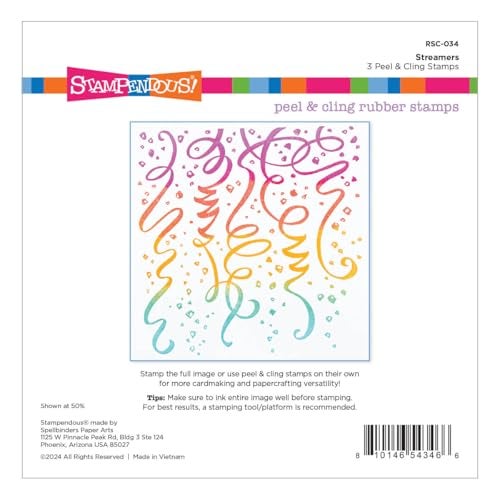 Spellbinders Streamers Background Stamp, Clear - Image 1