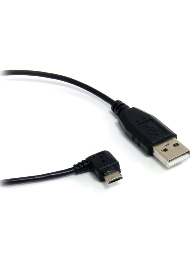 StarTech 1 ft / 30cm Micro USB Cable - A to Right Angle Micro B - USB Type A (M) - 90 Degree Micro-USB Type B (M) - Black (UUSBHAUB1RA) - Image 1