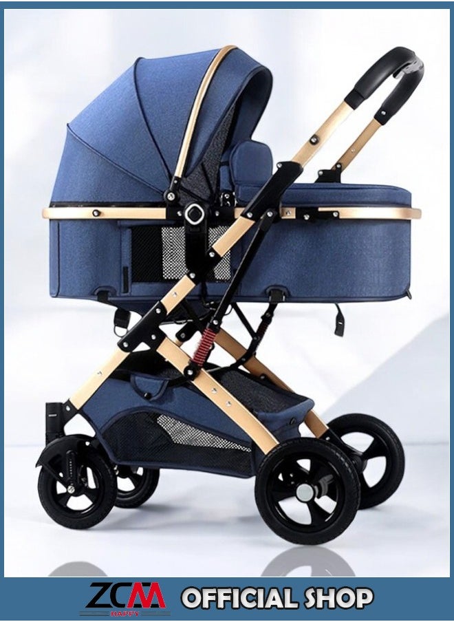 ZCM-HAPPY - Lightweight Stroller with Extended Canopy Sit and Lay Lightweight Folding Two-Way Shock Absorption and Locking System for Newborn To 3 Years - Image 1