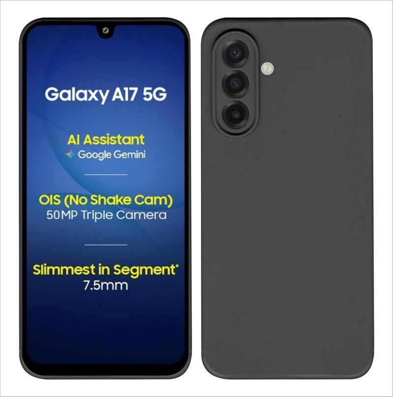 SBMS Silicone Back Cover Case for Samsung Galaxy A17 5G / Samsung F17 5G | Soft Micro-Fibre Lining Inside | Camera Protection Bump | Shockproof Back Cover Case for Sam A17/F17 5G (Black CandyCloth) - Image 1