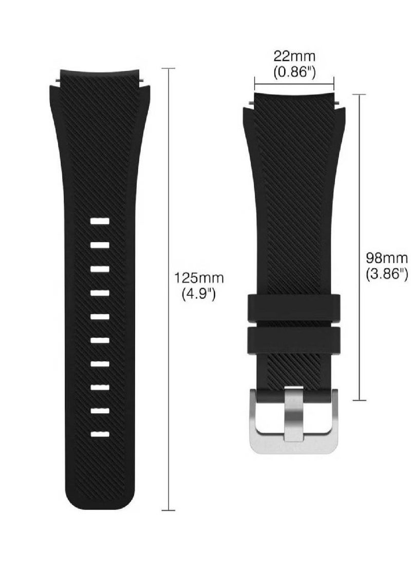 Beauenty Strap for Huawei GT/Huawei GT 2 (46mm) Watch Band/Huawei Watch GT2 Pro Strap/Samsung Galaxy Watch 46mm / Galaxy Watch 3 45mm, 22mm Silicone Straps Watch Band (Black) - Image 2