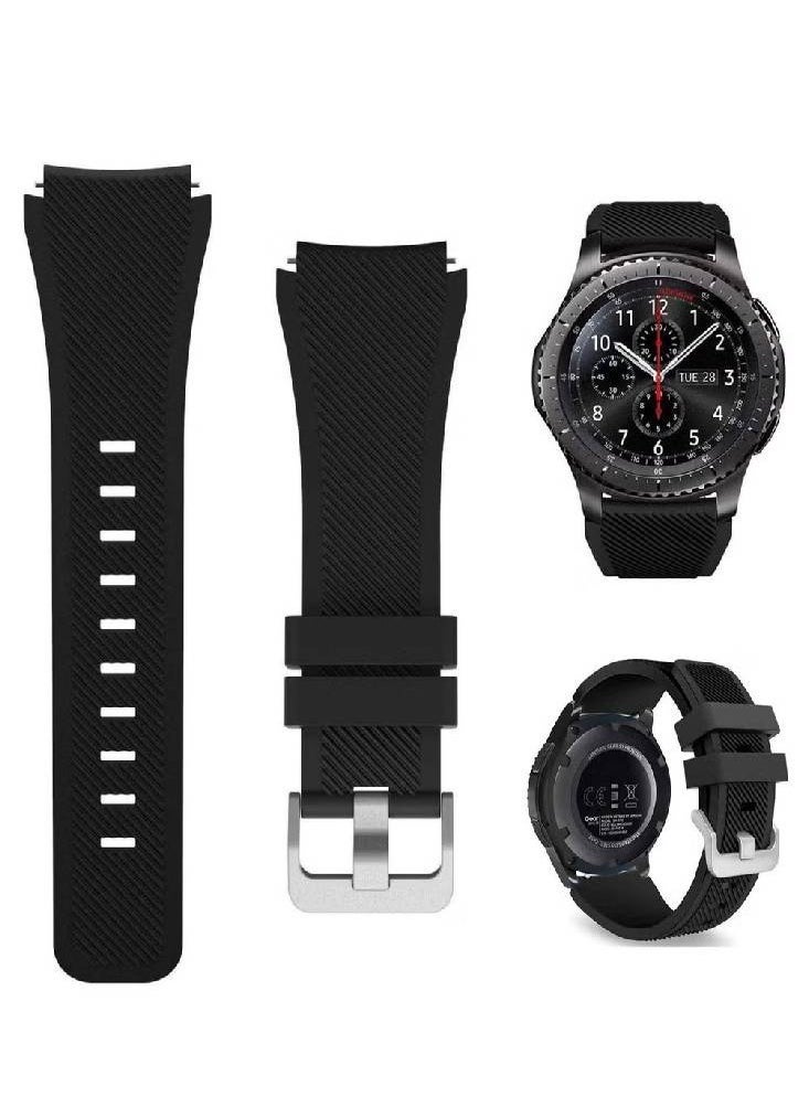 Beauenty Strap for Huawei GT/Huawei GT 2 (46mm) Watch Band/Huawei Watch GT2 Pro Strap/Samsung Galaxy Watch 46mm / Galaxy Watch 3 45mm, 22mm Silicone Straps Watch Band (Black) - Image 1