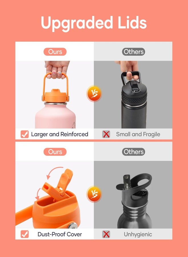 BUZIO 64oz Insulated Water Bottle, Stainless Steel Water Flask with Straw Lid and carrying pouch, Keep Cold 48h Leak Proof Double Wall Vacuum Travel Mug Metal Canteen for Gym Beach, Gradient Orange - Image 5