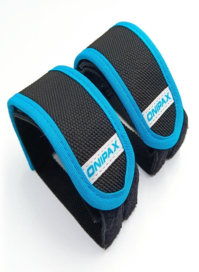 ONIPAX Outdoor Bike Pedal Straps Pedal Toe Clips Straps Tape 2 Pieces (Blue) - Image 1