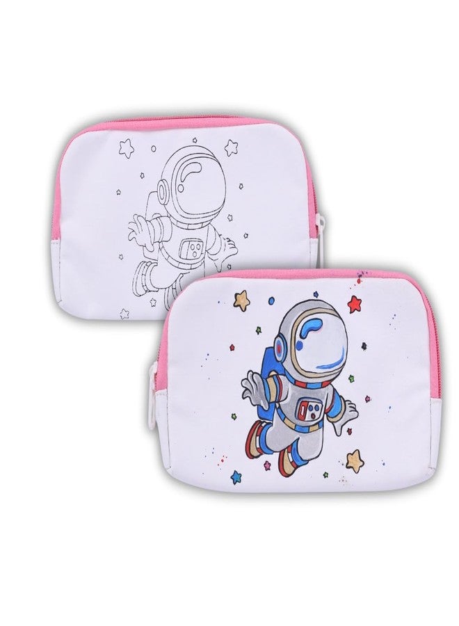 HOBBY INDIA DIY Canvas Pouch Painting Kit for Kids | with Zip Makeup & Toiletry Art Craft Set | Birthday, School, Stationery, Travel, Pencil Bag Boy & Girl | Christmas & Return Gift (Astronut) - Image 3