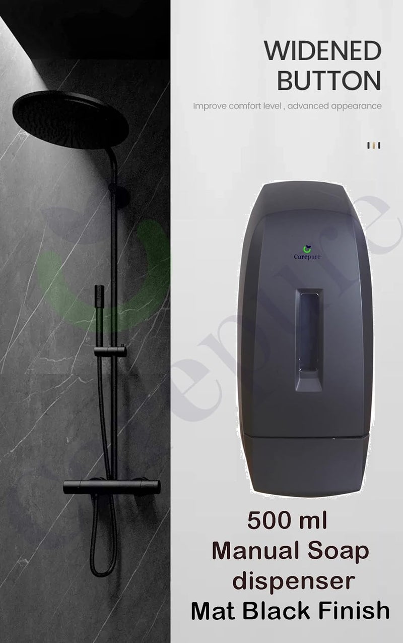 Carepure Manual Liquid Soap Dispenser Wall Mounted Manual Shampoo Shower Gel Soap Hand Sanitizer Plastic Liquid Soap Dispenser 500 ML Black - Image 5