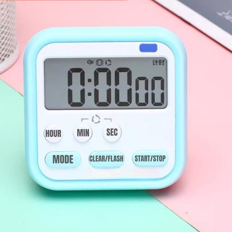 Takositio Takositio Cute Cartoon Digital Electronic Kitchen Timer Stopwatch with LCD Display and Retractable Stand Timing Alarm Clock for Cooking Baking Kids Study Yoga Shower Bathroom Timer D Blue - Image 1