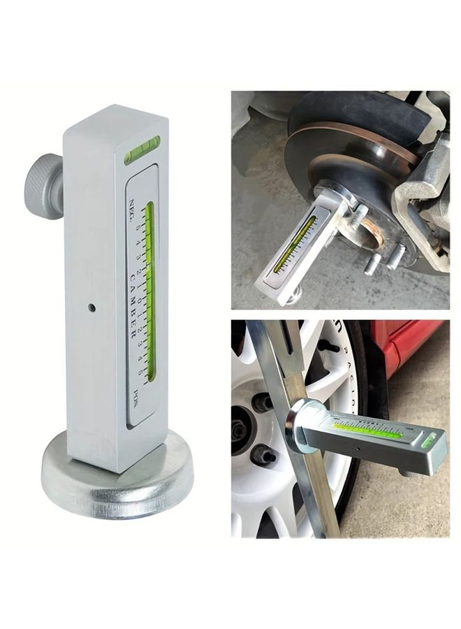 Silvery Wheel Alignment Tool Adjustable Magnetic Level With Green Bubble Gauge - Image 1