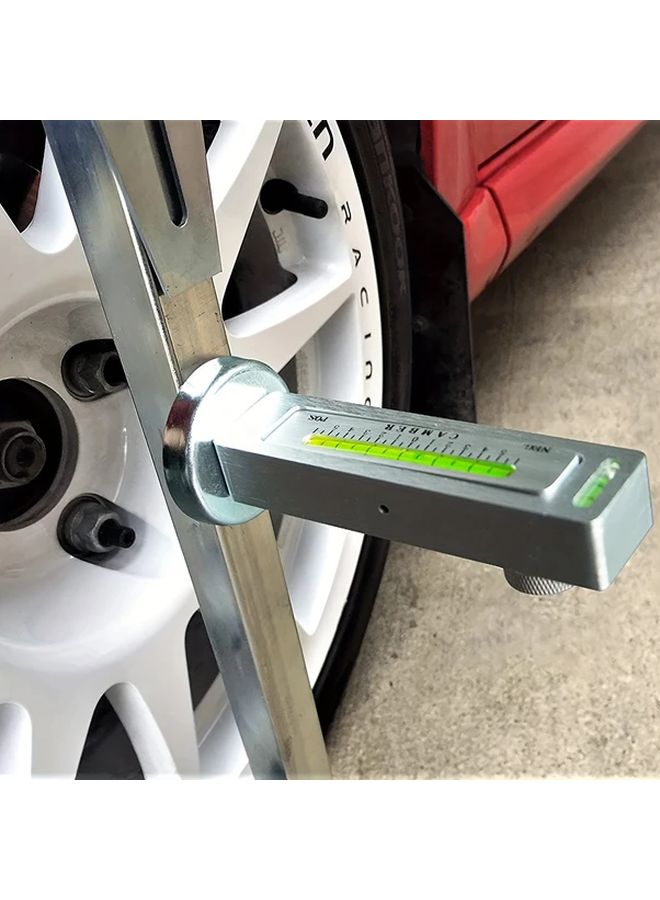 Silvery Wheel Alignment Tool Adjustable Magnetic Level With Green Bubble Gauge - Image 3