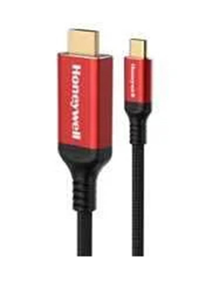 هوني ويل كابل HDMI من نوع C إلى 2.0 بطول 2 متر (6.6 قدم) بدقة 4Kx2K 60Hz UHD بسرعة 18Gbps ذكر إلى ذكر متوافق مع التلفاز واللابتوب والهواتف الذكية وجهاز العرض وغيرها باللون الأحمر - Image 1