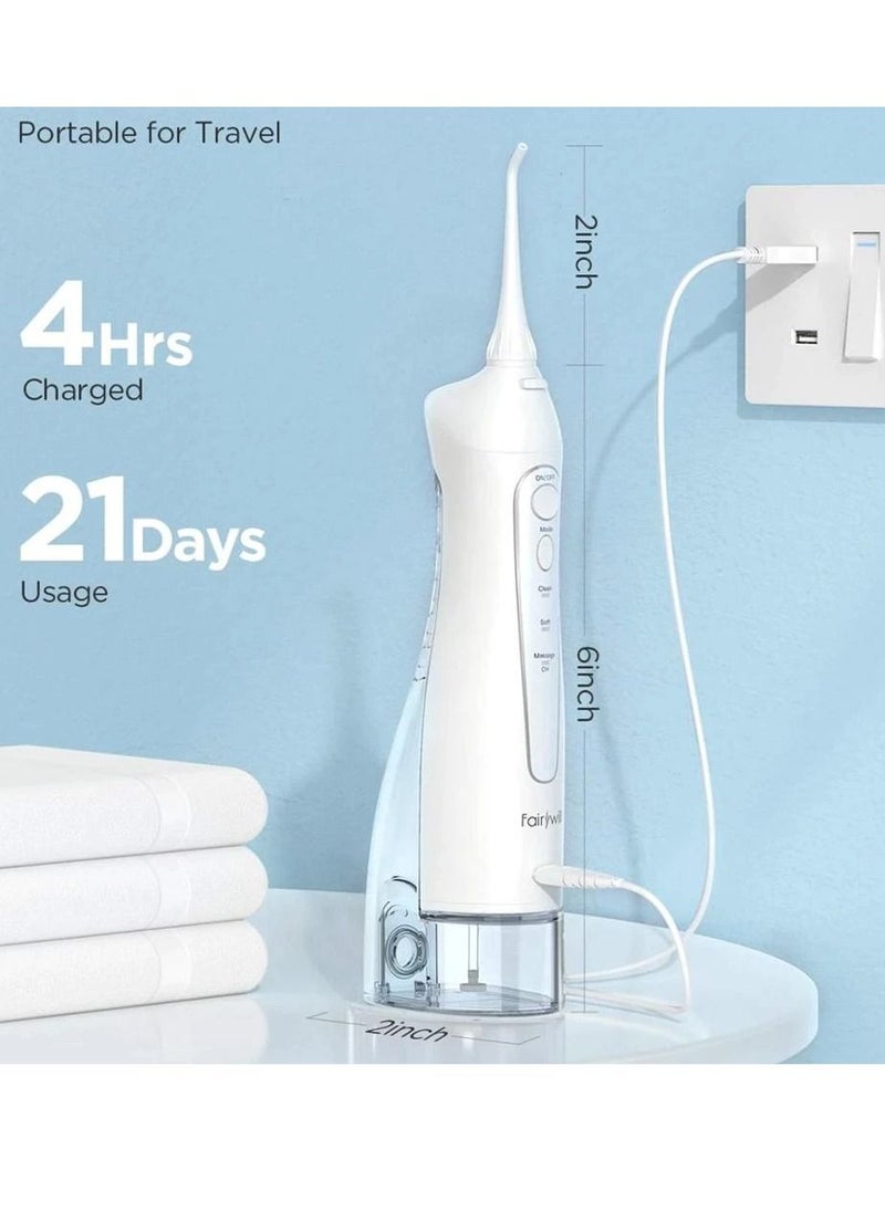 Fairywill - Portable Oral Irrigator USB Rechargeable Dental Water Flosser Jet Irrigator Dental Teeth Cleaner 3 Modes 300ML - Image 1