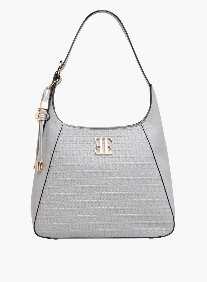 ايل حقيبة كتف بنقش شعار مع مقبض وإغلاق بسحاب - Image 1