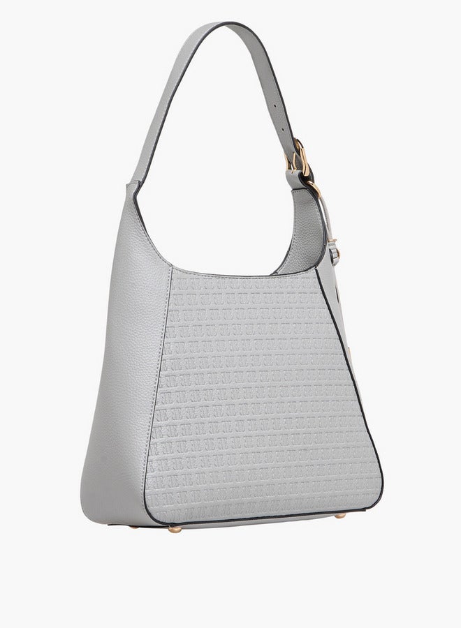 ايل حقيبة كتف بنقش شعار مع مقبض وإغلاق بسحاب - Image 3