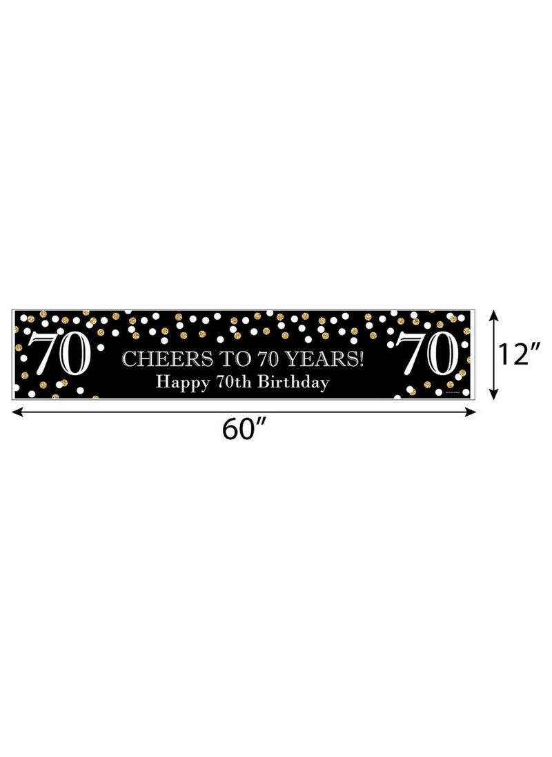 Big Dot of Happiness Big Dot of Happiness Adult 70th Birthday - Gold - Happy Birthday Decorations Party Banner  - Image 2