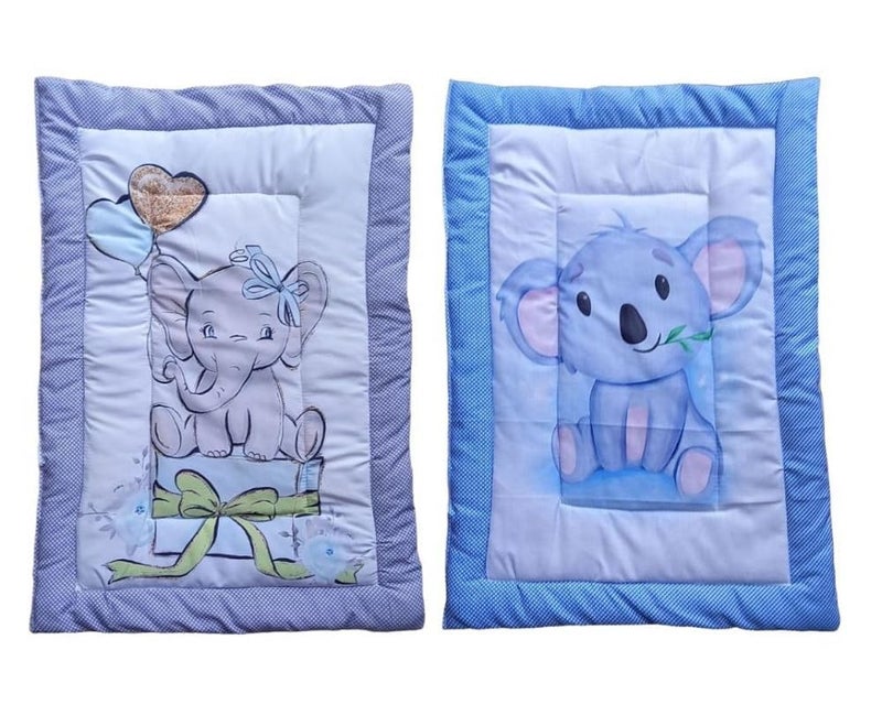 Vivatra Combo Newborn Baby Pom Pom Cotton Baby Bed Godari Cradle Bed Crib Sheet Changing Mat Baby Godadi Godari Bedding Set Mattress_Pack of 2 Piece_20 30 Inch Elephante Koala