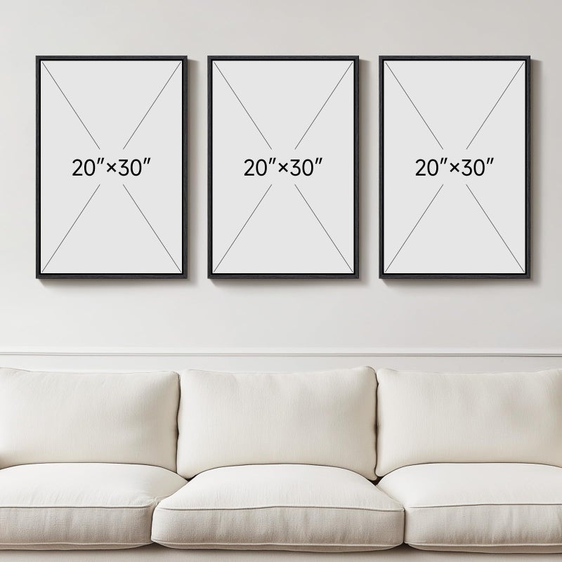 Cuspin Large Framed Neutral Abstract Wall Art, 3 Piece Modern Minimalist Canvas Prints Paintings Artwork for Walls, Black Beige Brown Neutral Tone Pictures for Living Room Hallway Dining Wall Decor 20x30 In - Image 3
